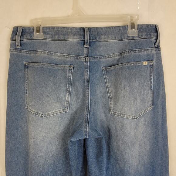 Halara Flex asymmetric wide leg jeans Size medium Stretch Boho Comfycore Casual - Picture 8 of 9